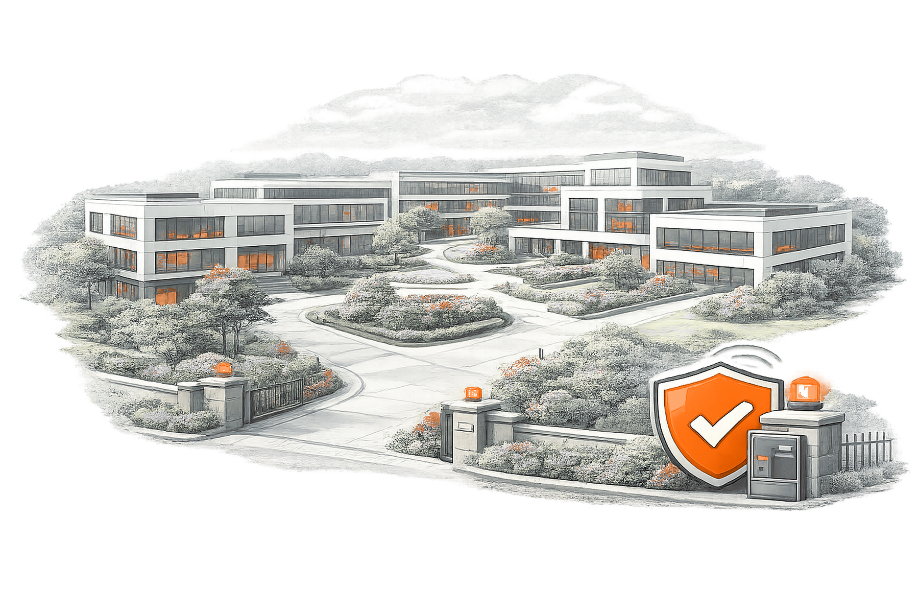 Corporate Campus Security overview illustration